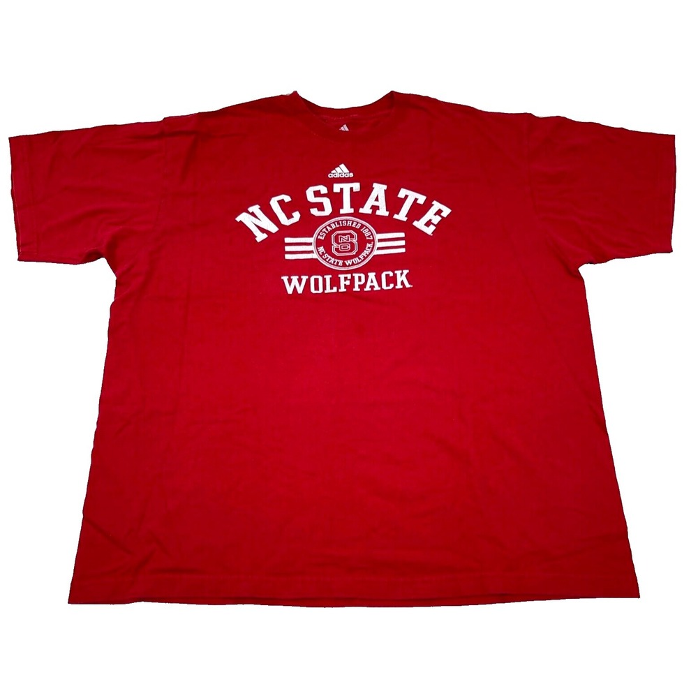 NC State Wolfpack Shirt Men XL Red White Tee Spell Out Logo Retro Y2K Adult